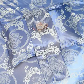 40 Luksuznih Posteljnina Določa Jacquardske Queen/King Size Rjuhe Kritje Set poroko Bedclothes Posteljno Perilo postelja Blue