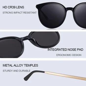 VEGOOS Okrogla sončna Očala Ženske Letnik UV400 Zaščito Oblikovalec Luksuzne blagovne Znamke Ravno Objektiv Odtenki za Plažo, ki Potujejo Vožnje #6153
