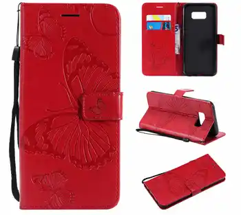 PU Usnjena torbica za Samsung Galaxy S8 G950 Pokrovček za samsung s8 plus G955 Telefon, Denarnico Kartic Pocket Reže Primerov, ki Zajemajo