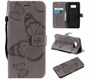 PU Usnjena torbica za Samsung Galaxy S8 G950 Pokrovček za samsung s8 plus G955 Telefon, Denarnico Kartic Pocket Reže Primerov, ki Zajemajo