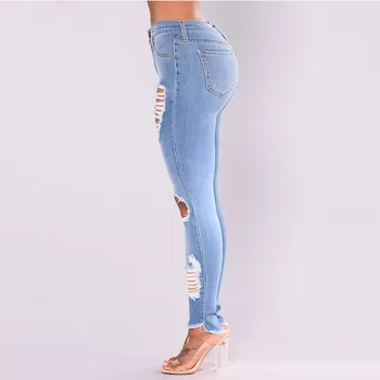 Weweya Jeans Ženska Luknjo Raztrgala Za Ženske Traper Hlače Stretch Belilo Plus Velikost Skinny Jeans Za Ženske Hlače Pantalones Mujer