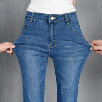 2021 Žensk Visok Pas, Jeans, Gospe Študent Plus Velikost Prevelik Suh Jeansy Ulične Naravnost Tesen Hlače, Dokolenke Mama Hlače