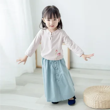 2018 Jeseni nova dekleta Kitajski slog oblačila children 's oblačila vrh Kitajski veter cvet dekle perilo T - shirt brezplačna dostava