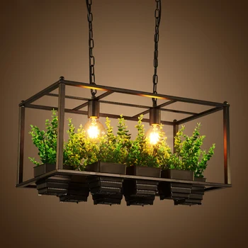 Skandinavski retro osebno rastlin črno železo kovinsko škatlo obesek svetlobe, trgovina, bar, restavracija, lučka