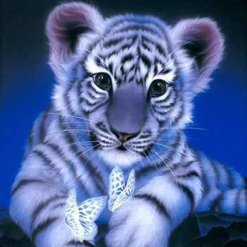 5D Diy Diamond Slikarstvo Tiger&Metulj Diamond Vezenje Polni Sveder Krog Diamond Mozaik Živali Domov Dekoracijo Slike