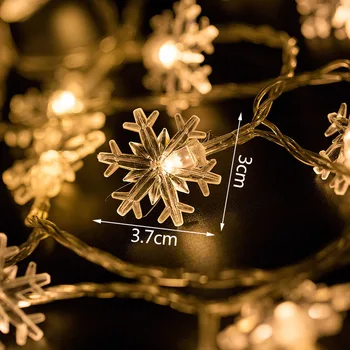 3M 20leds Božič Snežinka LED Luči Niz Bela Toplo Luč, ki Visi Garland Za 2021 Novo Leto, Božič Stranka Domov Dekoracijo