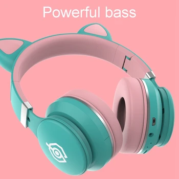 Kakovost Bluetooth 5.0 Mačje Uho Slušalke LED sveti šumov Odrasli Otroci Dekle Slušalke Podpira TF Kartice