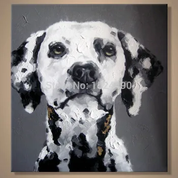 Ročno Poslikane Sodobne Wall Art Slike Dnevni Sobi Doma Dekor Povzetek Črno Bel Pes, Žival, Oljna Slika Na Platnu