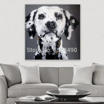 Ročno Poslikane Sodobne Wall Art Slike Dnevni Sobi Doma Dekor Povzetek Črno Bel Pes, Žival, Oljna Slika Na Platnu
