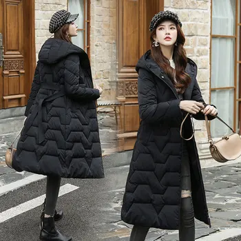 2020 Nove Zimske Dolgo Parkas Ženske Debel Toplo Elegantno Vitek Hooded Suknjič Coats Vrhnja Ženska Urad Dama Plus Velikost Oblačila