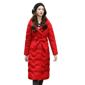 2020 Nove Zimske Dolgo Parkas Ženske Debel Toplo Elegantno Vitek Hooded Suknjič Coats Vrhnja Ženska Urad Dama Plus Velikost Oblačila