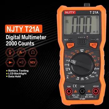 Digitalni Multimeter NJTY T21A DC/AC Napetost Tekoči Meter Ročni Ampermeter Ohm Diode NKV Tester 2000 Šteje Multitester
