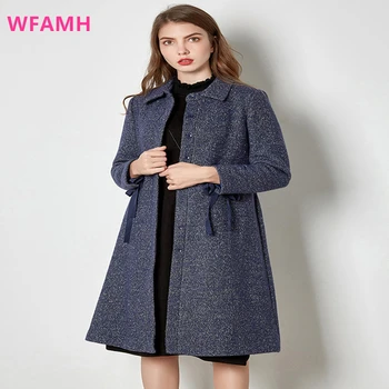 Elegantno vitek dolgo žensko jakno topla zimska single-zapenjanje pasu suknjič urad ženske volna, dlaka visoke kakovosti jakna z Zadrgo