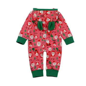 2020 Jeseni Newborn Baby Dekleta Božič Santa Klavzula Long Sleeve Hooded Igralne Obleke Otroci Malčka Jumpsuits Oblačila Za Malčke Boys