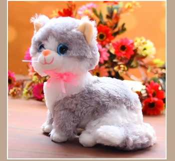 Siva risanke mačka plišastih igrač približno 25 cm lep čepe kitty mehka lutka darilo za rojstni dan w0322