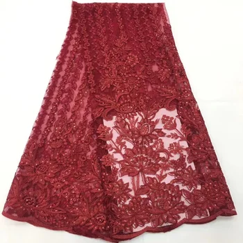 Najnovejše Priljubljenih Modelov Bela 3 d Cvetje Tkanine Afriške Čipke Tkanine Visoke Kakovosti Sequins indijske svile George čipke tkanine