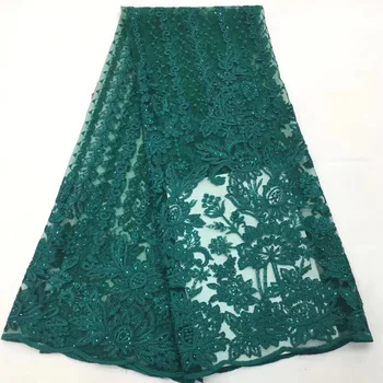 Najnovejše Priljubljenih Modelov Bela 3 d Cvetje Tkanine Afriške Čipke Tkanine Visoke Kakovosti Sequins indijske svile George čipke tkanine