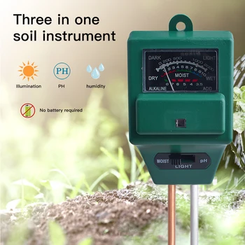 3 V 1Soil Vlage Sončni svetlobi PH Meter Tester Digitalni Kislost Vlage Merjenje Vrtno Orodje Za Vrt, Rastline, Cvetje
