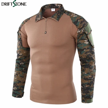 Moški Vojske Taktično T Shirt Vojaške Boj T-Shirt SWAT Vojaki Dolg Rokav Prikrivanje Srajce Paintball T Srajce