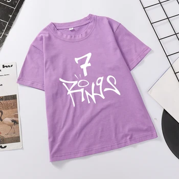 Ariana Grande Sedem Obroči Girl Power T-Shirt Poletje Kratek Rokav Priložnostne Bombaž Vrhovi Fantje Harajuku 7 Obroči Pismo Natisnjeno Oblačila