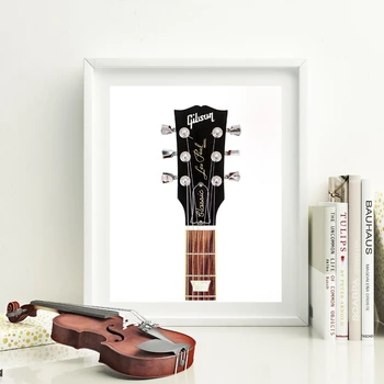 Gibson Les Paul Glavo Tiskanja Doma Dekor Kitara Rock n Roll Umetnine Plakat Wall Art Platno Slikarstvo Sliko Glasbenik Darilo
