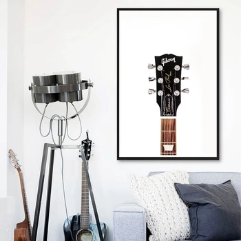 Gibson Les Paul Glavo Tiskanja Doma Dekor Kitara Rock n Roll Umetnine Plakat Wall Art Platno Slikarstvo Sliko Glasbenik Darilo