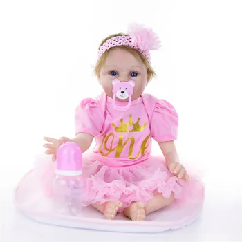 Bebes rodi punčko 55 cm Baby dekle Lutke mehki Silikonski Boneca Prerojeni Brinquedos dan otrok darila, igrače posteljo časa plamate