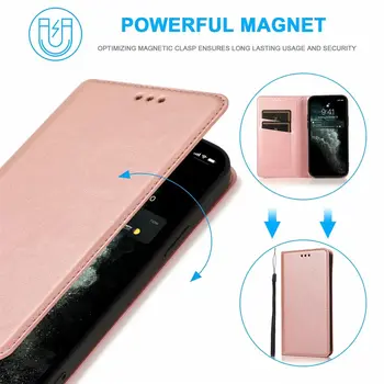 Za iPhone 12 Pro Max 11 Xs Max Xr 8 7 6 Plus Usnjena torbica Magnetni Flip Denarnice Shockproof Režo za Kartice Primeru Stojalo Telefon Kritje