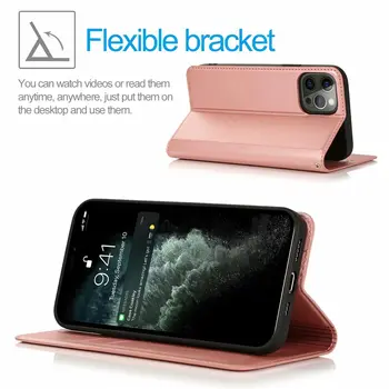 Za iPhone 12 Pro Max 11 Xs Max Xr 8 7 6 Plus Usnjena torbica Magnetni Flip Denarnice Shockproof Režo za Kartice Primeru Stojalo Telefon Kritje