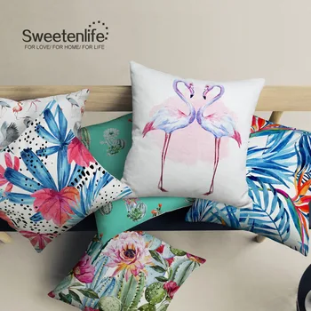 Sweetenlife Blazino Zajema Dekorativne Rastline in Flamingo serije Kavč, Blazine, Prevleke 60*60 Blazine Pillowcases 2018 Novo po Meri