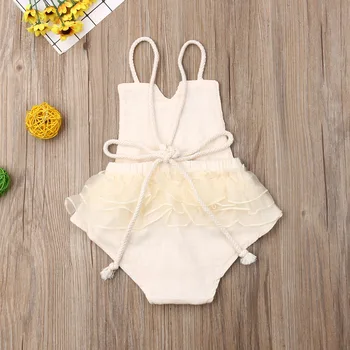 0-24M Princesses Newborn Baby Girls Clothes Lace Ruffle Romper Dress One-Pieces Outfit