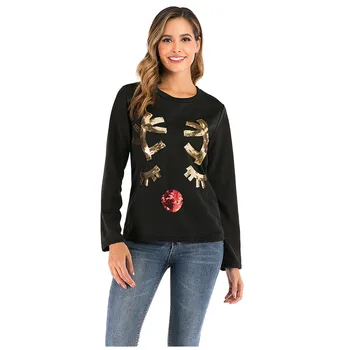 Božič Novo Žensk Barva Krog Vratu Dolgo Sleeved Sweatershirt Dropshipping Pozimi leta 2020 moda Prodaja Delovnih oblačil