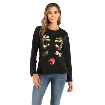 Božič Novo Žensk Barva Krog Vratu Dolgo Sleeved Sweatershirt Dropshipping Pozimi leta 2020 moda Prodaja Delovnih oblačil