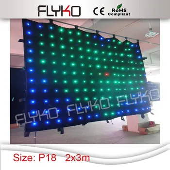 RGB barvno 2x3M LED Vision Zavese 176pcs Visoko-svetlo fazi Krpo Ognjevarne + Krmilnik