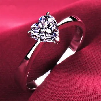 Romance Test Pravi 1Ct 6*6 mm, G-H Krog Cut Moissanite Diamantni Prstan je Test Pozitiven Potrdilo 925 Sterling Srebro Ženski Prstan
