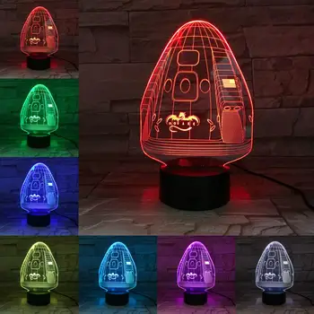 Prostor X Zmaj Ladje 3D Lučka Ponoči Luči LED Žarnice Multicolor Flash RGB Zbledi Rekviziti Božič Xmas Darila Za Otroke Domov Deocr