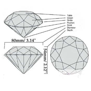 HIERKYST 1pc Jasno, Kristalno Steklo Diamond obtežilnik za papir Mavrice Cut Obrti Poročno Dekoracijo Evropi Slog Okraski 80 mm #2007-10