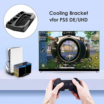 Za PS5 Navpično Hladilni Ventilator Stojalo za PlayStation 5 s 14 Igra Slotov 3 Hub Port Dual Controller polnilno Postajo Polnilnik
