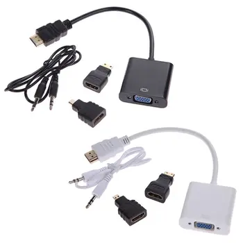 1080P Micro-HDMI/Mini HDMI/HDMI na VGA Adapter Pretvornik Z o Video Kabel