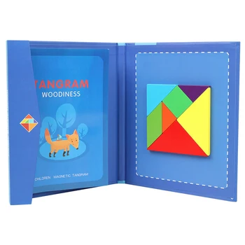Izobraževalne Tangram Magnetna Knjiga Obliko Lesene Puzzle Igrača Magnetni Tangram Otrok Izobraževalne Jigsaw Puzzle Igrača Igrača