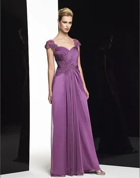 Brezplačna dostava 2018 nova zasnova vestido de festa dolgo vijolično čipke šifon plus velikost stranka elegantno formalnih obleke družico obleke