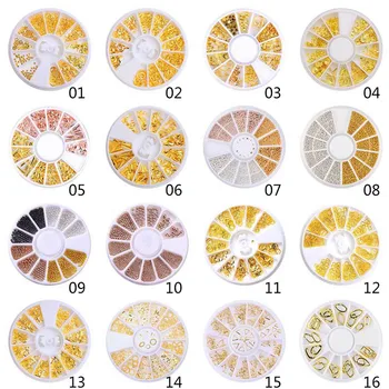 1Box Mešane Barve Nohtov Nosorogovo Bleščice Majhnih Nepravilnih Kroglice, Geometrijske Sequins Za Nail Art 3D Dekoracijo Kolo DIY Nail Art