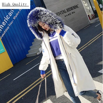 Zimski Plašč Ženski Suknjič + Velika Krzno Hooded Ženske Obleke 2020 korejski Dolgo Raca Navzdol Jakno Chaqueta Mujer Hiver LW1237
