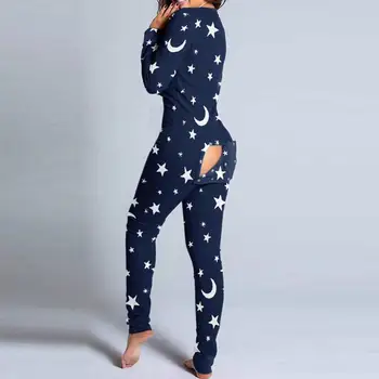 Novi Seksi Jumpsuit Ženske Priložnostne Proti-vrat Dolg Rokav Gumb navzdol Spredaj Funkcionalne Buttoned Zavihek Odraslih Playsuit Pižami