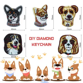 Pes Design 5D Diamond Slikarstvo Kompleti Diamond Mozaik Vezenje Sliko Nosorogovo DIY Keychain Vrečko Obesek Doma Dekor