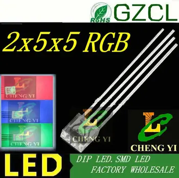 (CE&Roš)2x5x5mm tri-color DIP LED Square RGB light diode R1.8-2.2 V GB3.0-3.5 V skupni anoda
