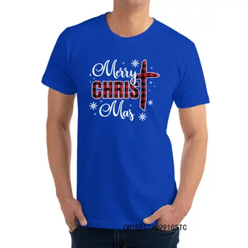 Kratek Rokav Vrhovi T Shirt Posadke Vratu Bombaž Mens T-majice Božič Vesel Božič Kristusa Buffalo Kariran Darilo Geek Vrhovi Tees Camisas