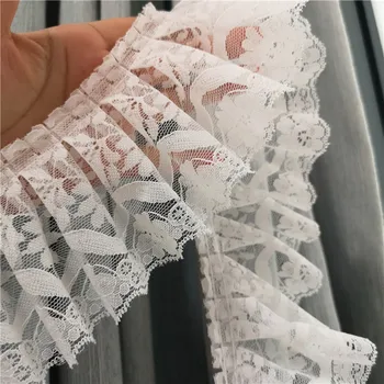 9 cm Širok Bel Til 3D Guipure Vezene Tkanine Traku Trim DIY Obrti Zavese Obleko Bonitete Zložiti Šivanje Čipke Dodatki