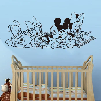 Disney Mickey Mouse winne Risanka Baby Znakov Vinil stenske nalepke za otroke sobe pribor Wall Art Dekor Stene Decals