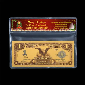 Spominska Zbirka 1899 NAM je 1 ameriški Dolar Bankovcev 24k Gold pozlačeni Božič Plastični Okvir Papir Darilo 2pc / Serije